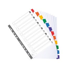Exacompta Separadores Cartulina Blanca 160 gr 12 Posiciones A4 Pestañas Colores