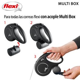 Flexi Multi Box Negro para golosinas y bolsas de excrementos, compatible con correas Flexi New Comfort, Classic, Black Design y New Neon S-L