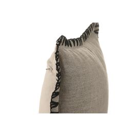 DKD Home Decor Cojín Tradicional de Lino/Poliéster Natural y Negro 45 x 45 cm (2 Unidades) Tejido con Cremallera