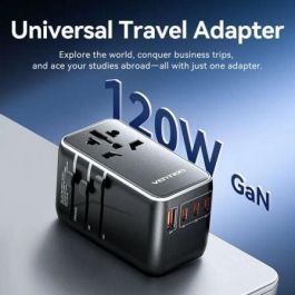 Vention FJGB0 Cargador Pared Universal GaN 120W para Viaje, Adaptador Internacional con 3xUSB-C y 1xUSB-A, Carga Rápida PD 100W Vention FJGB0 Cargador Pared Universal GaN 120W para Viaje, Adaptador Internacional con 3xUSB-C y 1xUSB-A, Carga Rápida PD 100W