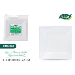 Set de 12 platos cuadrados de plástico premium Algon 23 cm (24 Cajas) Precio: 33.59000051. SKU: B19TYA52TN