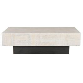 DKD Home Decor Mesa de Centro Estilo Indio de Madera, Colores Beige y Negro, 150x77x46 cm DKD Home Decor Mesa de Centro Estilo Indio de Madera, Colores Beige y Negro, 150x77x46 cm