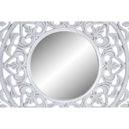 DKD Home Decor Espejo de Pared Árabe Mandala Blanco de MDF 50x50 cm para Decoración del Hogar (Set de 2)