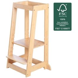 Roba ROB1697559591163 Torre de Aprendizaje Montessori Bambú FSC Ajustable 3 Niveles hasta 80 Kg Natural