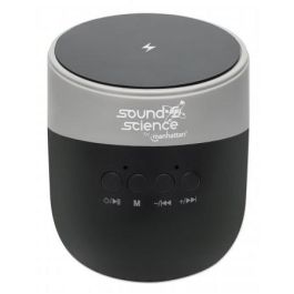 MANHATTAN Sound Science Bluetooth-Lautsprecher mit Induktionsladepad bis zu 5W 5V/1A Bedienelemente MicroSD-Slot schwarz/anthrazit