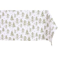 DKD Home Decor Mantel de Decoración Navidad Alpina Polyester Verde Blanco 150x150 cm para 4 Servicios Set de 5, Diseño de Árboles