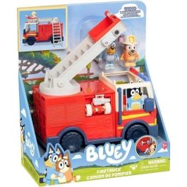 Moose 17610 Camión de Bomberos Bluey con Figuras Bluey, Bingo y Bob Bilby, escalera elevable y manguera, +3 años