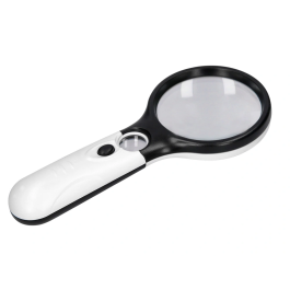 Q-connect Lupa Eléctrica de Mano con Luz LED, Aro ABS, Lente 70 mm, 3 Aumentos, 3 Bombillas LED