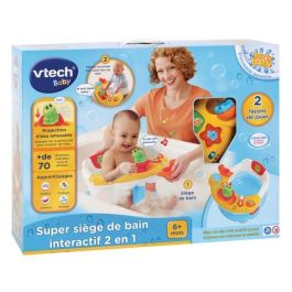 VTech Baby Asiento de Baño Súper Interactivo 2 en 1 y Juguete para Bebés +6 Meses con 4 Botones Luminosos y Rana que Proyecta Agua