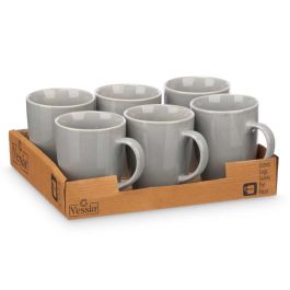 Vessia Jarra Mug de Cerámica Loza Gris 330 ml - Taza con Acabado Brillo 11.5x10.5x8.5 cm (24 Unidades)