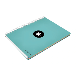 Antartik Cuaderno espiral A4 micro tapa forrada 120 hojas 90 gr cuadro 5mm 5 bandas color menta