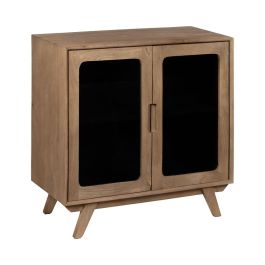 Mueble Auxiliar BURNIE Negro Natural Cristal Madera de mango 81 x 41 x 83 cm