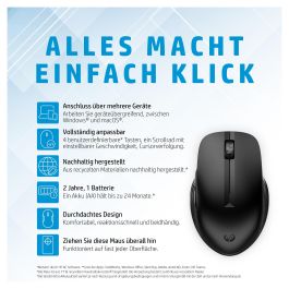 HP 435 Multi-Device Wireless Mouse, Ratón Inalámbrico Conectable a Dos Dispositivos, Sensor Multi-Superficie, Ergonómico