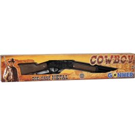 Gonher Plata 99/0 Rifle Vaquero de Metal con 8 Tiros, usa fulminantes de 12 tiros, para edades de 3 años en adelante
