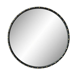 DKD Home Decor Espejo Moderno de Pared Decorativo Negro Dorado 90x90 cm. Marco Hierro y Cristal, detalles 4mm bolitas Precio: 174.49999996. SKU: B17QH9VM5B
