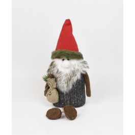 DKD Home Decor Figura Decorativa de Navidad Papá Noel Estilo Alpina en Abedul, Purpurina y Porexpan - Colores Natural y Rojo - 23x8x15 cm