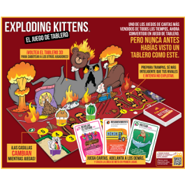 Exploding Kittens - Juego de Tablero 3D Interactivo, Estrategia y Habilidad, para 2-6 Jugadores desde 7 Años, Edición Español