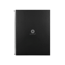 Antartik Cuaderno espiral A4 Micro, tapa forrada, 80 hojas 90 gr, rayado puntos, banda color, negro