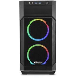 Sharkoon V1000 RGB Micro Torre Negra con 3 Ventiladores LED RGB 120mm Preinstalados, Caja PC Micro-ATX, GPU 40cm