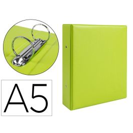 Carpeta De 2 Anillas 40 mm Redondas Liderpapel A5 Carton Forrado Pvc Verde