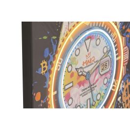 DKD Home Decor Cuadro Loft Led Reloj Multicolor 3.7 x 93 x 63 cm (2 Unidades)