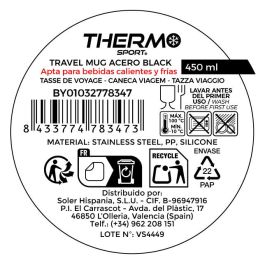 Termo Prx Travel Mug Acero Negro 450 ml - Inde (12 Unidades)