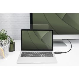 Digitus Adaptador USB-C a HDMI 4K@30Hz, Macho a Hembra, para una Pantalla, Aluminio, Negro, 5cm