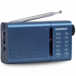 Daewoo DW1036 Radio Portátil Analógica AM/FM con Altavoz Integrado y Entrada Jack 3.5mm, a Pilas, Incluye Auriculares