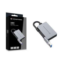 Conceptronic ABBY22G Adaptador USB 3.0 a HDMI 1080P 60Hz Aluminio, compatible Windows 10/11, macOS, Android