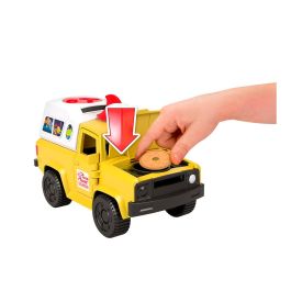 Fisher-Price Imaginext Vehículo Pizza Planet de Toy Story con Lanzador de Proyectiles y Figuras de Buzz Lightyear y Alien - Juguete para niños +3 años