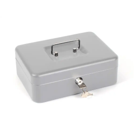 Q-connect Caja caudales 10/ 250x180x90 mm Plata con portamonedas y 2 juegos de llaves