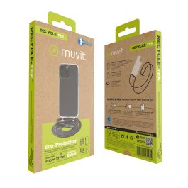 Muvit Funda Recycletek para iPhone 15 Pro Max - Transparente, Material Reciclado, Certificación GRS