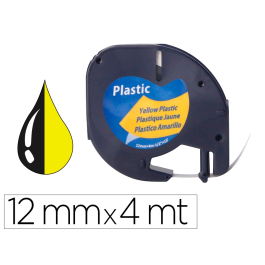 Q-connect Cinta para Rotuladora Letratag, 12mm x 4m, Negro-Hiperamarillo, Compatible con Dymo Precio: 4.58999948. SKU: B147B585PY