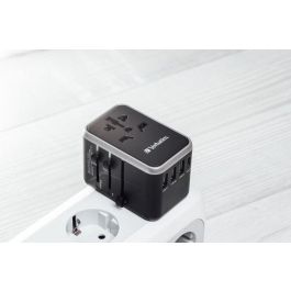 Verbatim UTA-04 Adaptador de Viaje Universal 61W PD QC 3.0, 5 Puertos USB (2xUSB-C, 3xUSB-A), Carga 6-en-1 para 180+ Países