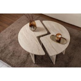 Mesa de centro redonda efecto mármol travertino CAL1738350617033 90 x 90 x 41 cm