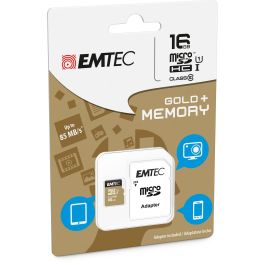 EMTEC Tarjeta de Memoria MicroSDHC M16GB UHS-I U1 EliteGold con Adaptador