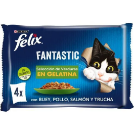 Purina Felix Fantastic Selección De Verduras, Comida Húmeda Para Gatos Con Trocitos En Gelatina, 12 Paquetes De 4 Sobres 85g Precio: 31.5000004. SKU: B13V2X2K53
