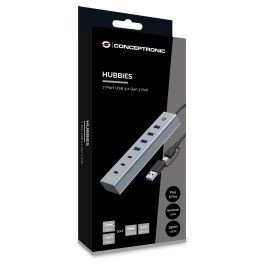 Conceptronic HUBBIES20G Hub USB 3.2 Gen 1, 7 Puertos (3x USB-C, 4x USB-A), Gris