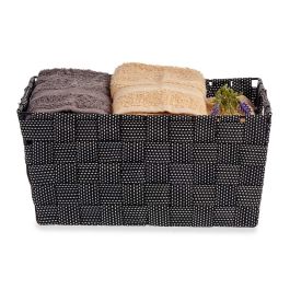 Kipit Cesta de Tela Cónica Rectangular con Asas Mediana Negro 30x14x20 cm (Set de 18)