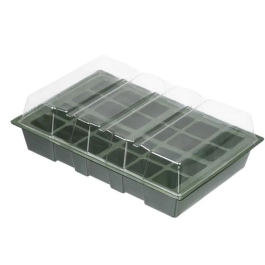 Nature Mini Invernadero de Cultivo 23.5x35x11 cm Lote 4 Terrinas con 24 Celdas y Tapas Transparentes