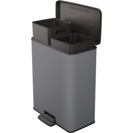 Curver CUR1685730763111 Papelera de Reciclaje Doble Rectangular Deco Bin 52L (26+26L) Antracita 49x32x61 cm