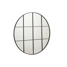 Giftdecor Espejo Ventanal Redondo 100 cm Negro
