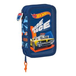 Estuche Escolar con Accesorios Hot Wheels Speed club Naranja Azul marino 12.5 x 19.5 x 4 cm (28 piezas)