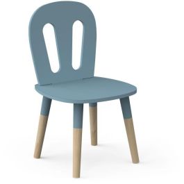 Demeyere AUC1703287709361 Conjunto de Mesa + 2 Sillas FIRMIANA, Estilo Escandinavo, Azul Tormenta y Madera Natural