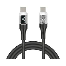 Delock Cable USB Tipo C a Tipo C 2m, USB 2.0, PD 3.0 100W Carga Rápida con Indicador de Potencia, Trenzado Textil Negro