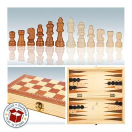 Tablero de Ajedrez y Damas CB Games Madera Backgammon (6 Unidades)