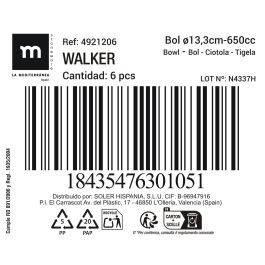 Bol Walker 650 cc Ø13.3 cm - La Mediterranea (24 Unidades)