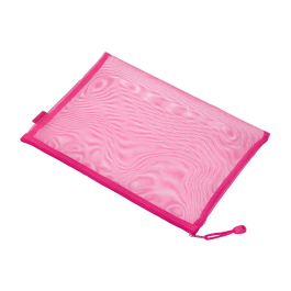 Liderpapel Bolsa zipper bag de poliéster transpirable multiusos tamaño DIN A4 color rosa