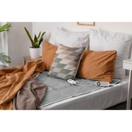 Calentador de cama eléctrico DOMO para 2 personas - 6 niveles de calor - Promueve la relajación - Polar de franela - 160x140 cm - Gris