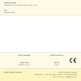 Edm Campana LED 100W, 10000 Lúmenes, 6400K Luz Fría, IP65, Aluminio, Ra 80, Ángulo 90°, 144 LEDs, FP 0.9, Ø260x45mm